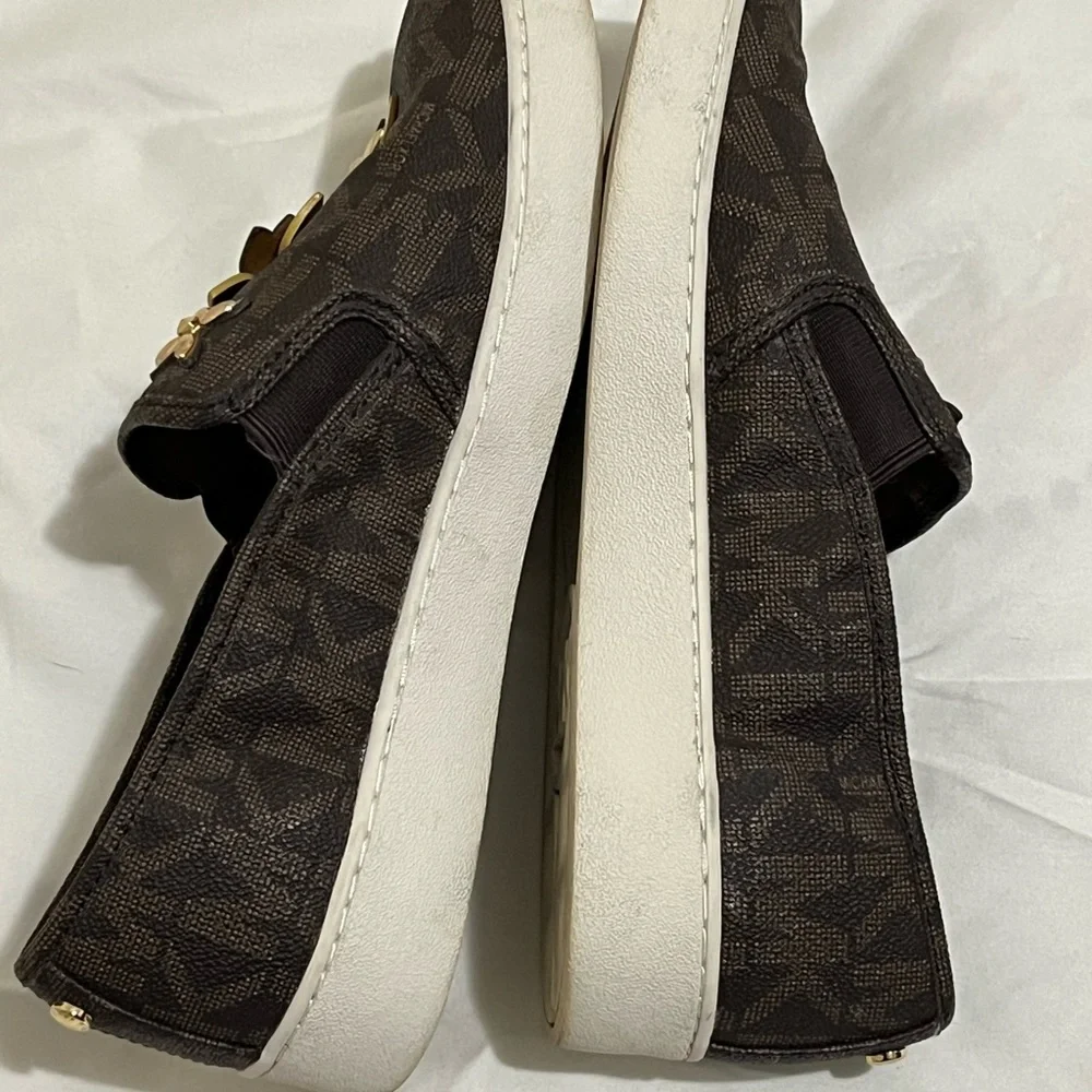 Michael Kors Dark Brown Floral Slip-On Shoes Women’s Size 8.5 Medium - Picture 6 of 9